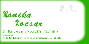 monika kocsar business card